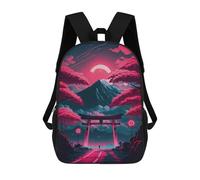 sinyumoney Torii Gate Under A Pink Moon School Bag 3D Printed Backpacks Fashion Kids School Backpack Boys Rucksacks for Boys Middle School Students 17inch