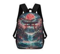 sinyumoney Torii Gate Waterfall 3D Printed Kids 17inch Backpacks Boys Fashion Travel Backpacks School Bag for Boys Elementary And Middle School Students