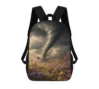 sinyumoney Tornado in Flower Field School Backpack for Girls 17inch Casual Daypack Lightweight Rucksack Boy Girl Backpack for Middle School Students