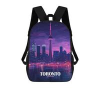 sinyumoney Toronto Canada Skyline at Night Backpacks Kids School Backpack School Bag 3D Printed School Bag for Boys Elementary And Middle School Students 17inch