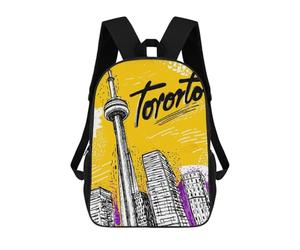 sinyumoney Toronto Cityscape Illustration Rucksack Water Resistant Travel Backpack Computer Bag for Men, Women & Teenage Boys 17inch