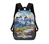 sinyumoney Torres Del Paine National Park Chile Backpacks Kids School Backpack School Bag 3D Printed School Bag for Boys Elementary And Middle School Students 17inch