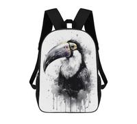 sinyumoney Toucan Beauty Black Ink Backpacks Kids Student Schoolbag 3D Printed Backpacks Elementary And Middle School Students Backpacks for Boys Girls 17inch