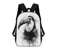sinyumoney Toucan Beauty Black Ink School Bag 3D Printed Children's School Backpack Casual Fashion Travel Backpacks for Kids School Students 17inch