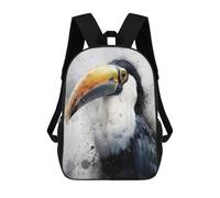 sinyumoney Toucan Beauty Watercolor Backpack School Backpack Kids School Bag Large Capacity Kids Backpack for School Rucksack 3D Book Bag Gifts for Kids 17inch