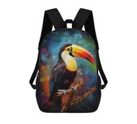 sinyumoney Toucan Bird Art Print 3D Printed 17inch Kids School Backpack School Bag Fashion Rucksacks for Boys Elementary And Middle School Students