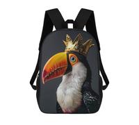 sinyumoney Toucan Bird Cute King Children's Backpacks School Backpack 3D Printed Backpack for Kids Travel Rucksacks Book Bags Kids School Bag 17inch