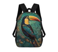 sinyumoney Toucan Bird Forest Backpacks Kids School Backpack School Bag 3D Printed School Bag for Boys Elementary And Middle School Students 17inch