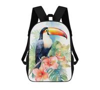 sinyumoney Toucan Bird Watercolor Rucksacks 3D Printed Children Backpacks Fashion Casual Daypack Cute Travel Bags Outdoor Casual Daypack for Boy And Girl 17inch