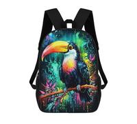 sinyumoney Toucan in A Colorful World Children's Backpacks Kids Fun School Bag Boys Backpack Travel Bag Student Schoolbag Book Stationery Bag Chool Bags 17inch