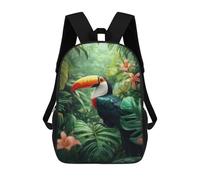 sinyumoney Toucan in Lush Tropical Foliage Kids School Backpack School Bag 3D Printed School Bag for Boys Elementary And Middle School Students 17inch