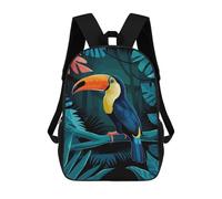 sinyumoney Toucan In The Jungle Rucksacks 3D Printed Children Backpacks Fashion Casual Daypack Cute Travel Bags Outdoor Casual Daypack for Boy And Girl 17inch