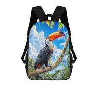 sinyumoney Toucan in Tropical Rainforest 3D Printed 17inch School Bag Children's School Backpack Travel Backpacks Casual Fashion Bag for Kids School Students