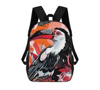 sinyumoney Toucan in Vibrant Colors Backpack Kids School Bag Boys Cartoon 3D Print Students Schoolbag Laptop Daypack for Boys Girls 17inch