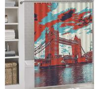 sinyumoney Tower Bridge London Decor Bath Curtains 100% Polyester Fabric Washable Shower Curtains Mould Proof for Bathroom Wet Room 64.17x70.87Inch（163x180cm）