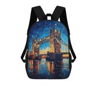 sinyumoney Tower Bridge Night School Bags Lightweight Schoolbag Dayback Bookbag College for Teenage Girls Boys Women Men 17inch