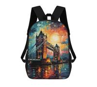 sinyumoney Tower Bridge Reverie 3D Printed Children's School Backpack for Kids High Capacity Travel Rucksacks Book Bags Kids School Bag Back Pack 17inch