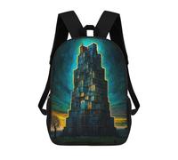 sinyumoney Tower of Infinite Stories 3D Printed Kids School Bag Rucksacks Children's School Fashion Casual Back Pack High Capacity Travel Book Bags Backpack for Kids 17inch