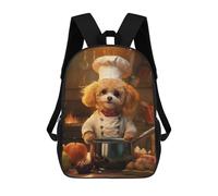 sinyumoney Toy Poodle Chef Backpacks Kids School Backpack School Bag 3D Printed School Bag for Boys Elementary And Middle School Students 17inch
