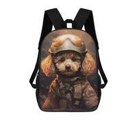 sinyumoney Toy Poodle Soldier School Backpack Lightweight Airport College Students Back Pack for Girls Boys Teenage 17inch