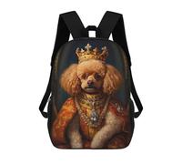 sinyumoney Toy Poodle The King Backpack School Bag Lightweight Casual Daypack School Backpacks for Teenage Girls Boys Women Men 17inch