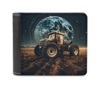sinyumoney Tractor Under A Cosmic Moon 3D Print Men's Wallet Holds Bills Credit RFID Blocking Stylish Banknote Compartments Fashion Slim Wallets 11.7cm*9.5cm