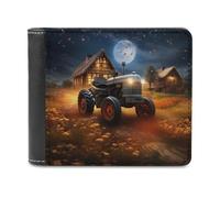 sinyumoney Tractor Under The Moonlit Sky 3D Print Wallet Credit Card Holder Leather RFID Soft Convenient Leather Wallet Craftsmanship Gifts 11.7cm*9.5cm