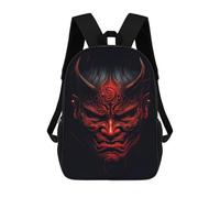 sinyumoney Traditional Japanese Mask Children's School Backpack Fashion Casual 17inch 3D Printed School Bags Boy School Backpack Large Backpack
