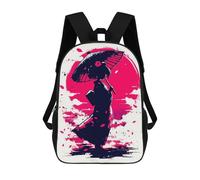 sinyumoney Traditional Japanese Woman Under The Sakura Moon 3D Printed Kids School Bag Rucksacks Children's School Fashion Casual Back Pack High Capacity Travel Book Bags Backpack for Kids 17inch