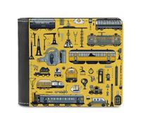 sinyumoney Train Icons Collection 3D Print Wallet Bills Credit Cards Leather RFID Banknote Compartments Fashion Slim Wallets Youth Guys 11.7cm*9.5cm