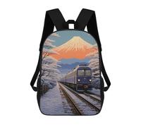 sinyumoney Train Japanese Painting Backpack School Bag Lightweight Casual Daypack School Backpacks for Girl, Teen Girls 17inch