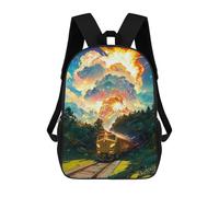 sinyumoney Train Journey Through Fantasy Land -1 Kids Backpack, Backpack School Bag, Backpacks Kids School 3D Printed School Bags for Elementary And Middle School Students Teens Birthday Gift 17inch