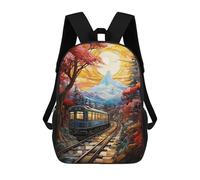 sinyumoney Train Snow Art School Bags Daypacks Business Backpack Water Resistant Bookbag for School/Work/Travel 17inch