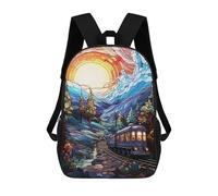sinyumoney Train with Sunset Rucksack Fashion Stationery Backpack Waterproof Casual Daypacks for Men/Women 17inch