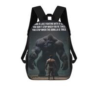 sinyumoney Training Vs Fight Gorilla Kids Backpack 17 Inch School Bag 3D Printed Cartoon School Backpacks for Boys And Teenager School Students