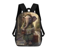 sinyumoney Travel Guide Elephant Children's School Backpack 3D Printed for Kids Travel Rucksacks Book Bags for Boys Elementary School Students 17inch