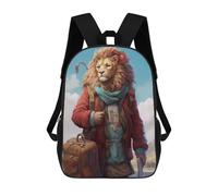 sinyumoney Travel Guide Lion Children's School Backpack 3D Printed for Kids Travel Rucksacks Book Bags for Boys Elementary School Students 17inch