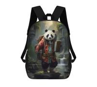 sinyumoney Travel Guide Panda Children's School Backpack 3D Printed for Kids Travel Rucksacks Book Bags for Boys Elementary School Students 17inch