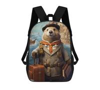 sinyumoney Travel Guide Sea Otter Children's Backpack, 3D Printed School Backpack, Backpack for Boys Girls, Adjustable School Bag for Primary School 17inch