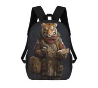 sinyumoney Travel Guide Tiger 3D Printed 17inch Kids School Backpack School Bag Fashion Rucksacks for Boys Elementary And Middle School Students