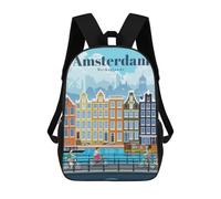 sinyumoney Travel to Amsterdam Backpacks Kids Student Schoolbag,3D Printed Backpacks,Elementary And Middle School Students Backpacks for Boys Girls 17inch