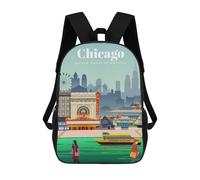 sinyumoney Travel to Chicago Children's School Backpack Fashion Casual Children's Backpacks 3D Printed School Bags Boy Large Backpack 17inch