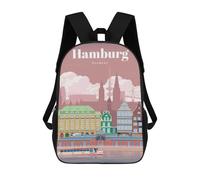 sinyumoney Travel to Hamburg Kids School Backpack School Bag 3D Printed School Bag for Boys Elementary And Middle School Students 17inch