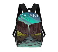 sinyumoney Travel to Iceland Backpacks Kids School Backpack School Bag 3D Printed School Bag for Boys Elementary And Middle School Students 17inch