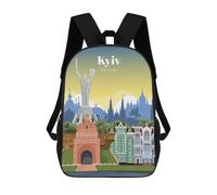 sinyumoney Travel to Kyiv School Bag Backpack Teen Schoolbag 3D Printing Adjustable Schoolbag Fashion Pocket Bag for Kids Boys Girls Students And Teenagers Fans 17inch