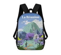sinyumoney Travel to La Reunion Backpacks Kids School Backpack School Bag 3D Printed School Bag for Boys Elementary And Middle School Students 17inch