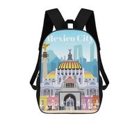 sinyumoney Travel to Mexico City 3D Printed Children's School Backpack for Kids High Capacity Travel Rucksacks Book Bags Kids School Bag Back Pack 17inch