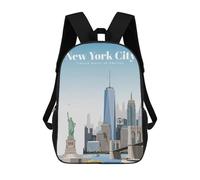 sinyumoney Travel to NYC by Day Children's Backpack, 3D Printed School Backpack, Backpack for Boys Girls, Adjustable School Bag for Primary School 17inch