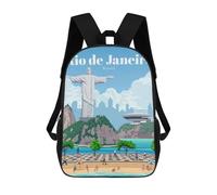 sinyumoney Travel to Rio De Janeiro Children's Backpacks School Backpack 3D Printed Backpack for Kids Travel Rucksacks Book Bags Kids School Bag 17inch