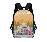 sinyumoney Travel to San Juan 3D Printed School Bag Children's School Backpack Schoolbags Travel Backpacks Casual Fashion Bag for Kids School Students 17inch